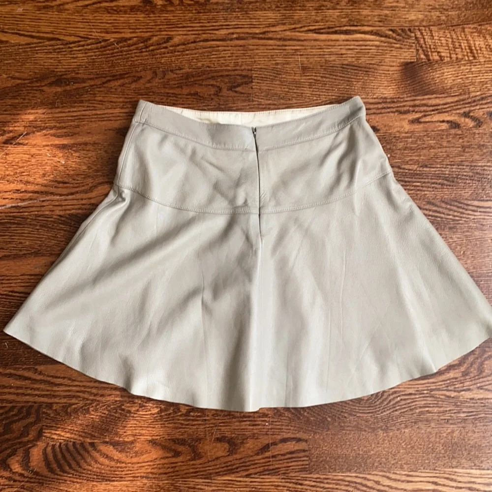 Banana Republic gray genuine leather A-line mini skirt Size 4P